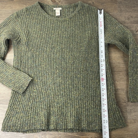 Sundance Merino Wool Blend Green Multi Fleck Ribbed Sweater, size small - Picture 5 of 9